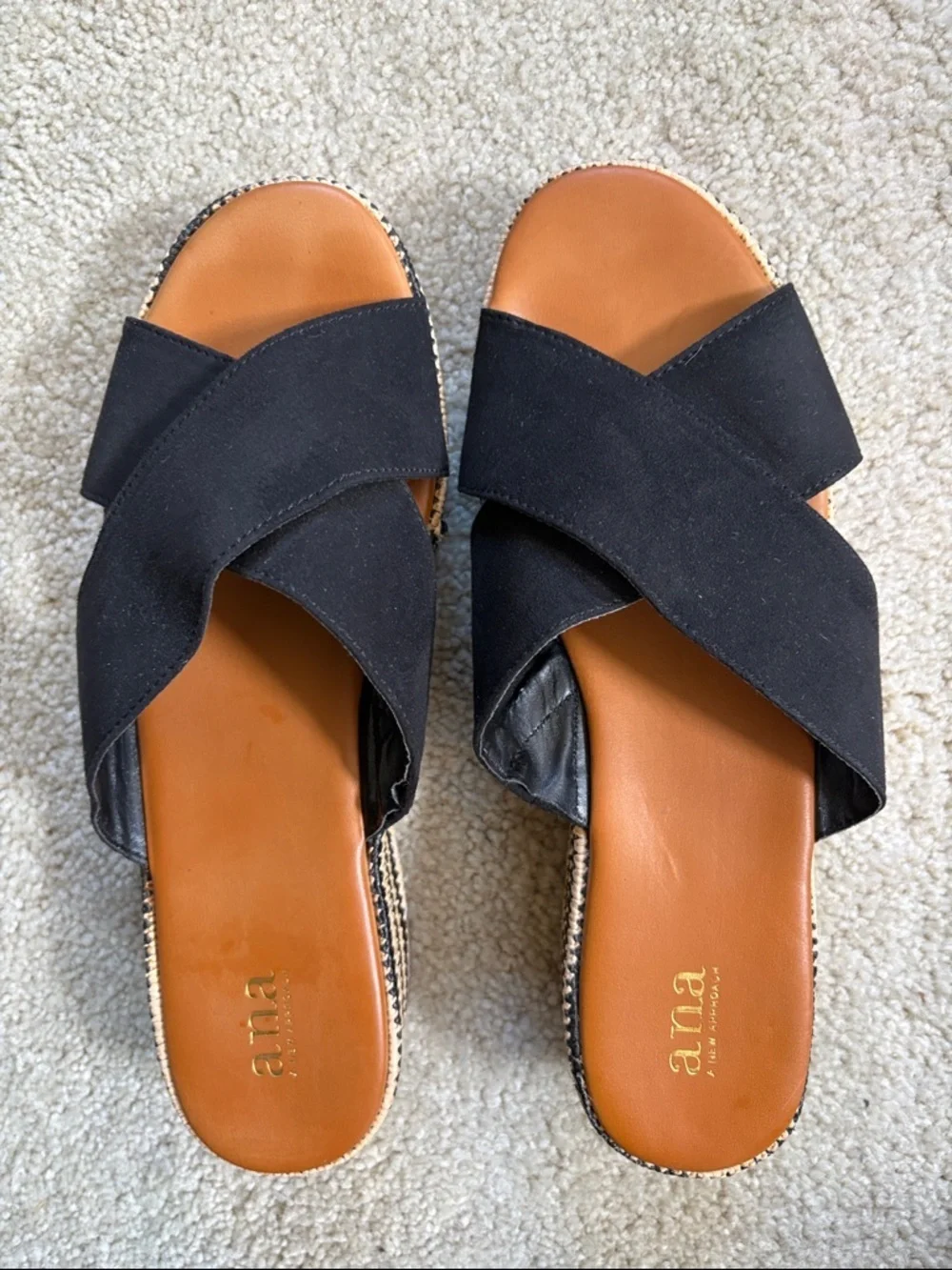 a.n.a Black Crisscross Espadrille-Style Platform Sandals